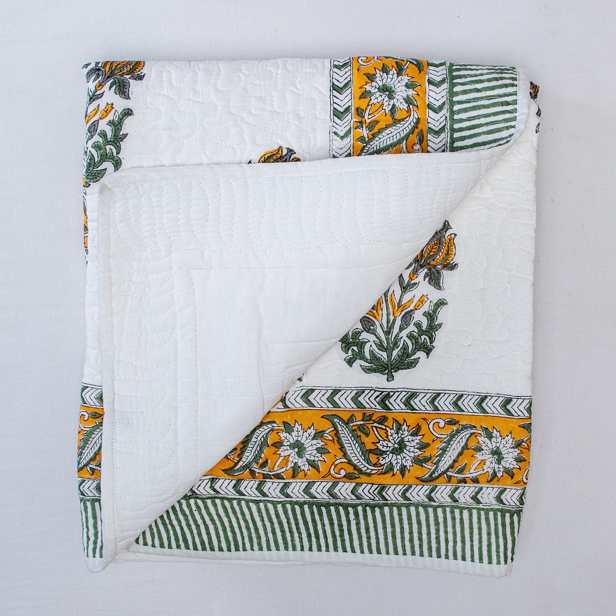 Premium Yellow Floral Hand Printed Soft Cotton Baby Blankets 121